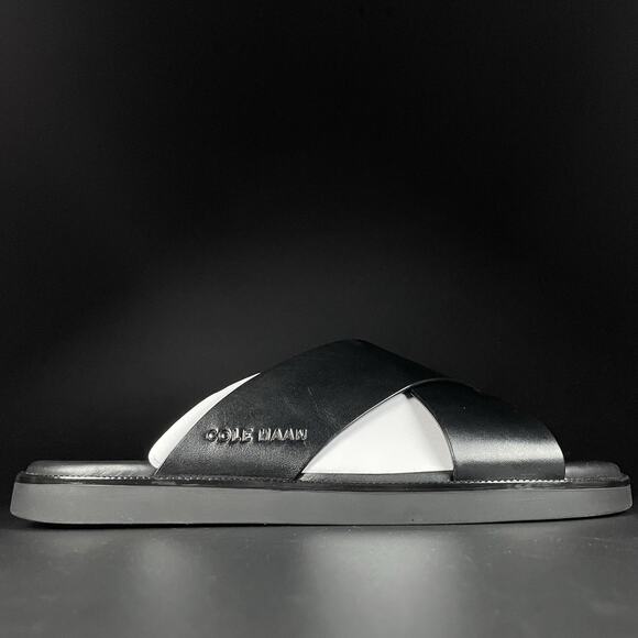 Cole Haan Nantucket Cross Strap Sandals Men’s Size 9 M Black Leather Slip On NEW - Picture 5 of 7